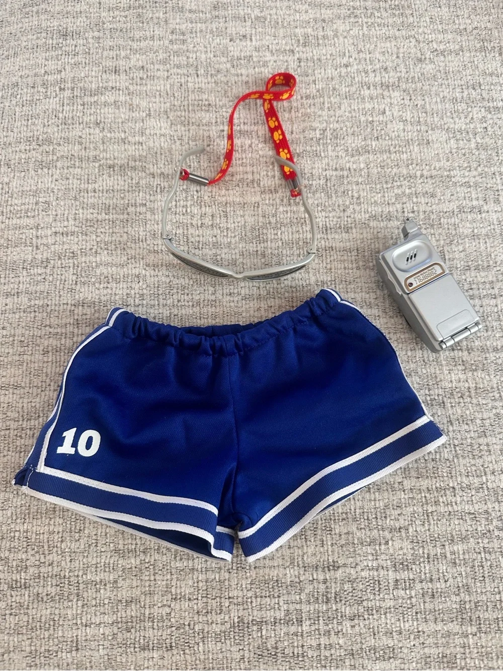 Build-A-Bear Sport Outfit & Accessories Lot – Shorts, Sunglasses & Flip Phone